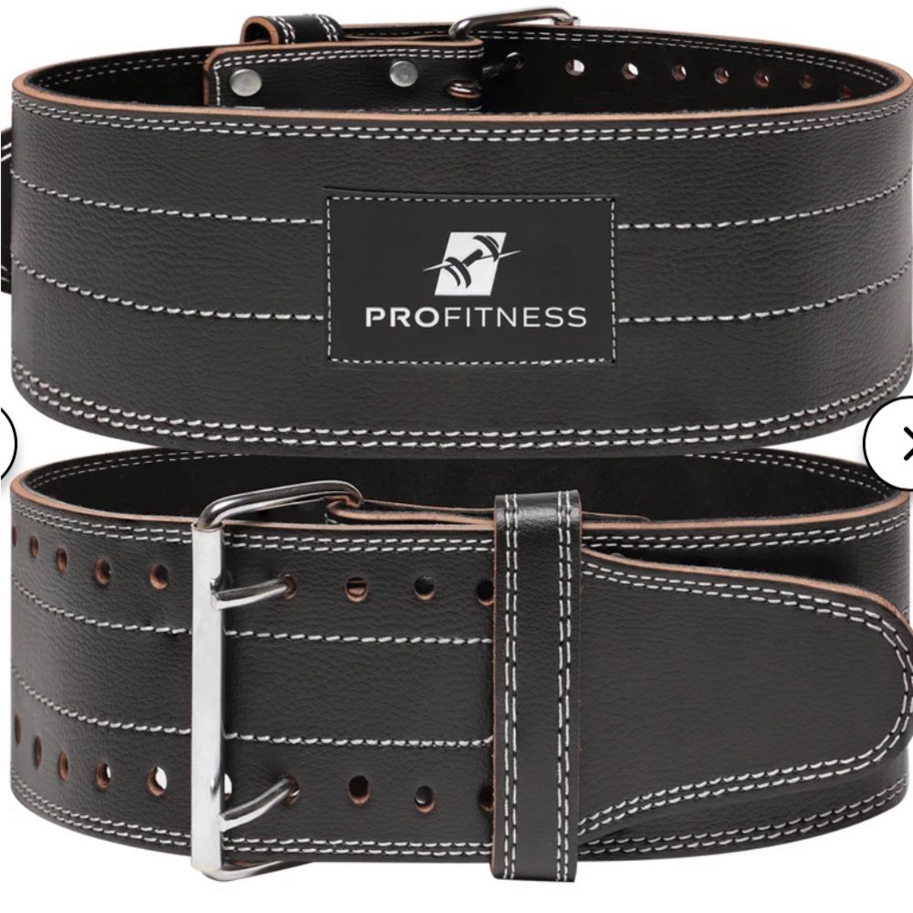 Black Leather Weightlifting Belt - Heavy Duty Support